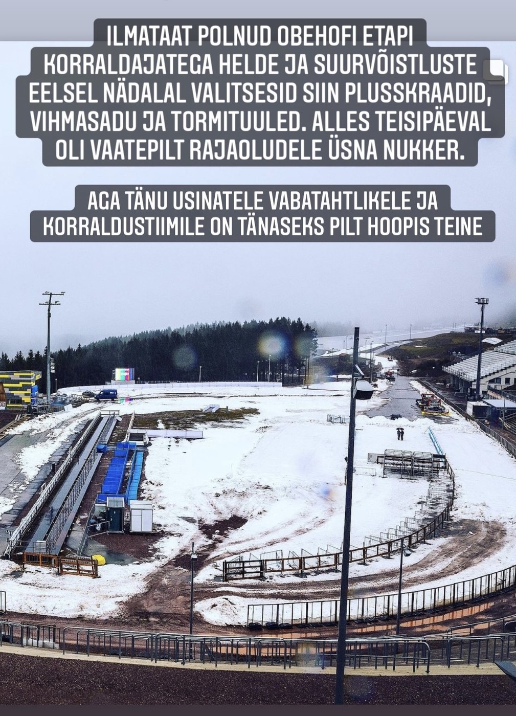 Oberhofi suusastaadion oli paar päeva enne starti lumevaene_Tuuli blogi