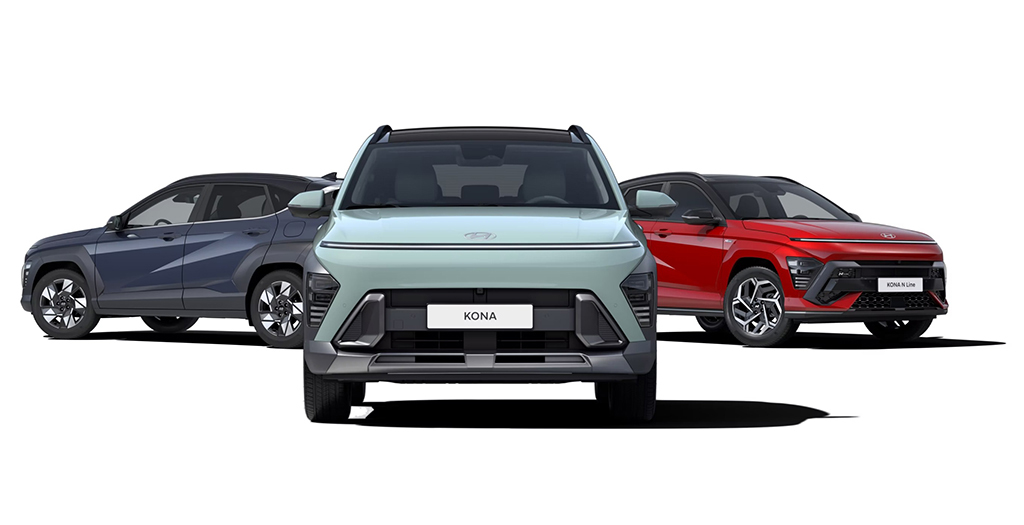 Hyundai Kona | Reklaampilt kolme mudeliga - täiselektriline, sportlik N Line või hübriidmudel.