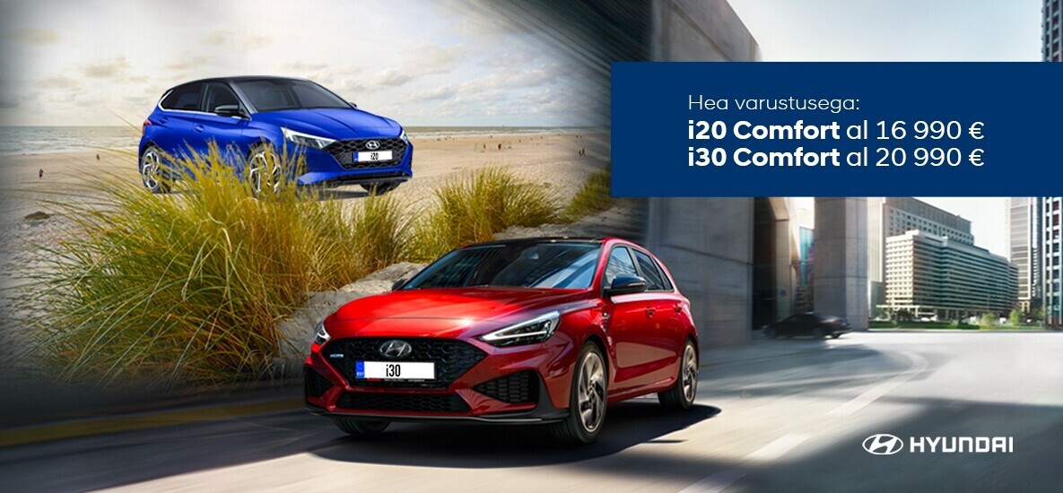Püüa suve! Hyundai i20 ja i30 laoautod kiirelt kätte. Püüa suve! Hyundai i20 ja i30 laoautod kiirelt kätte.