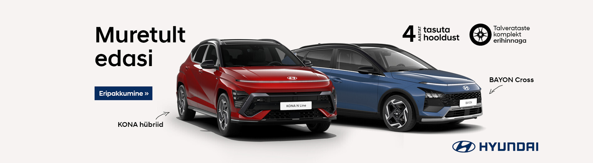 Hyundai Kona ja Bayoni ostuga 4 aastat hooldust tasuta